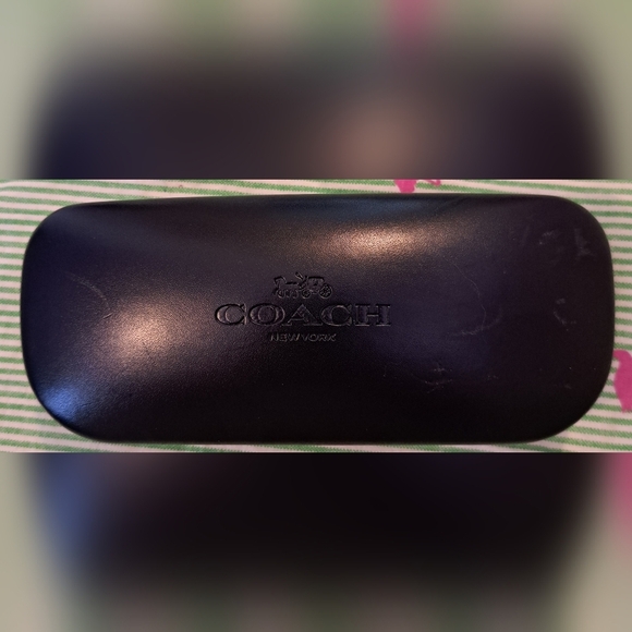 EUC Coach Black Leather Unisex Hard Shell Sunglass Eye Glasses Case w/ Cloth - Picture 2 of 9